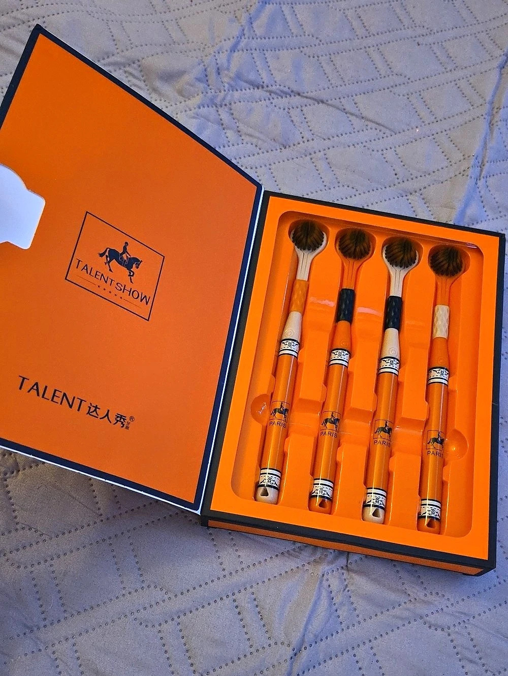 Talent Show Four-Piece Brush Set in Orange NWT